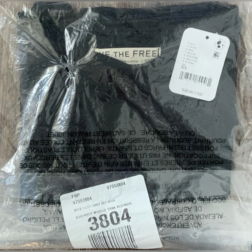 We The Free Boat-Neck Muscle Tank ~ NWT ~ XS ~ Black ~ Free People - Picture 2 of 12